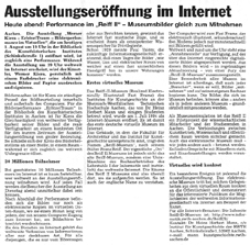 Ausstellungseröffnung im Internet